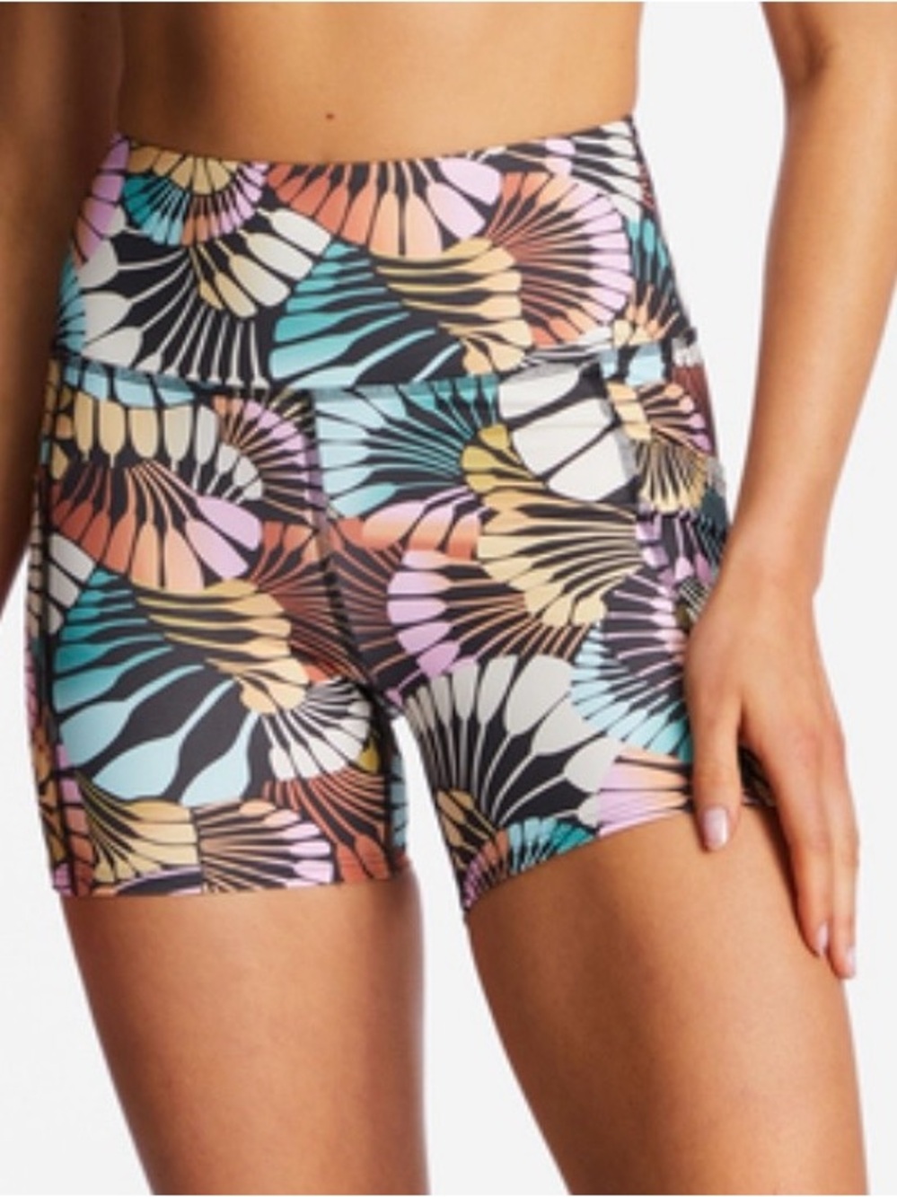 Billabong Summit 5” Black Multi 2 Floral Fan-Print Active Shorts Size Small - Picture 2 of 8